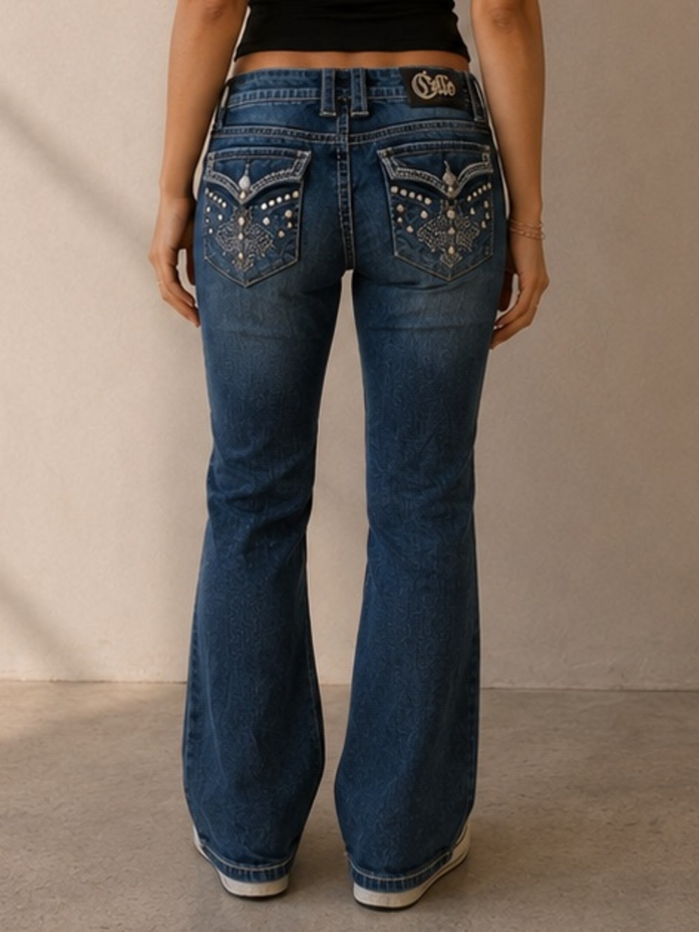 Y2K Cello Rhinestone Low Rise Bootcut Jeans